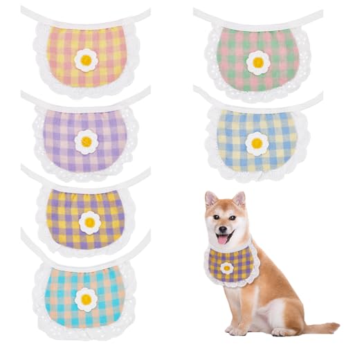 WEBEEDY 6 Farben Plaid Print Dog Lace Bandana Cute Pet Scarf für Katzen und Hunde, Verstellbare Bunt Karierte Welpen Lätzchen mit Blumenmuster Waschbar Haustier Zubehör für Hundekostüm Versorgung WEBEEDY 6 Farben Plaid Print Dog Lace Bandana Cute Pet Scarf für Katzen und Hunde, Verstellbare Bunt Karierte Welpen Lätzchen mit Blumenmuster Waschbar Haustier Zubehör für Hundekostüm Versorgung von WEBEEDY