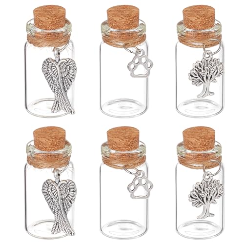 WEBEEDY 6 STK. Glas-Erinnerungsflasche für Tierhaare Haustier Gedenkurnen Kleine Glasgläser Hunde & Katzen Gedenkglas Andenken Mit Silberanhänger Für Haustierbesitzer Erinnerungsgeschenk WEBEEDY 6 STK. Glas-Erinnerungsflasche für Tierhaare Haustier Gedenkurnen Kleine Glasgläser Hunde & Katzen Gedenkglas Andenken Mit Silberanhänger Für Haustierbesitzer Erinnerungsgeschenk von WEBEEDY