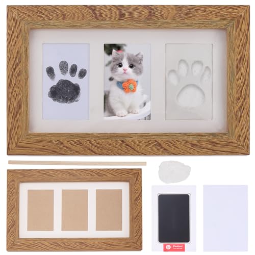 WEBEEDY Haustier Pfotenabdruck Set Tinten Und Tonpfotenabdruck Set Für Hunde Und Katzen 25.5x15.5x1.7cm Holzrahmen Zur Präsentation von Haustierabdrücken Mit Klarem Deckel Haustier Sympathiegeschenke von WEBEEDY