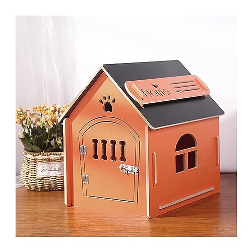 WECLMH Cat House Wood, Dog House, Abnehmbar Pet Schutz, Belüftung Katze Eigentumswohnung Mit Türriegel, Kätzchen Aktivitätszentrum Und Rastplatz, Wild Streunen Gemütlich Habitat (Color : Orange+Black von WECLMH