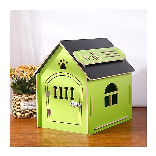 WECLMH Cat House Wood, Dog House, Abnehmbar Pet Schutz, Belüftung Katze Eigentumswohnung Mit Türriegel, Kätzchen Aktivitätszentrum Und Rastplatz, Wild Streunen Gemütlich Habitat (Color : Green+Black von WECLMH