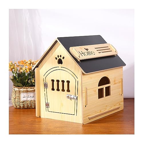 WECLMH Cat House Wood, Dog House, Abnehmbar Pet Schutz, Belüftung Katze Eigentumswohnung Mit Türriegel, Kätzchen Aktivitätszentrum Und Rastplatz, Wild Streunen Gemütlich Habitat (Color : Wood Color+b von WECLMH