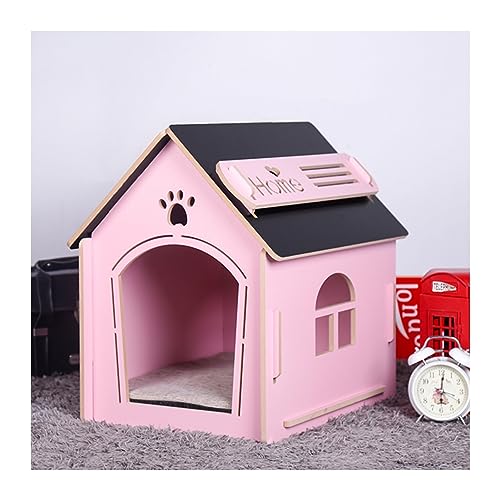 WECLMH Cat House Wood, Dog House, Innen Dekorativ Katze Eigentumswohnung, Im Freien Katzengehege, Activity Center Haustier Kabine, Kätzchen Spielen Und Sich Ausruhen Ort (Color : Pink+Black, Size : von WECLMH