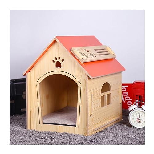 WECLMH Cat House Wood, Dog House, Innen Dekorativ Katze Eigentumswohnung, Im Freien Katzengehege, Activity Center Haustier Kabine, Kätzchen Spielen Und Sich Ausruhen Ort (Color : Wood Color+orange, von WECLMH