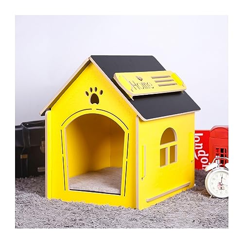 WECLMH Cat House Wood, Dog House, Innen Dekorativ Katze Eigentumswohnung, Im Freien Katzengehege, Activity Center Haustier Kabine, Kätzchen Spielen Und Sich Ausruhen Ort (Color : Yellow+Black, Size von WECLMH