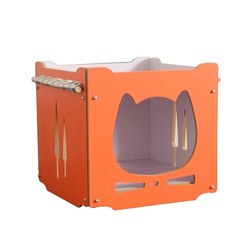 WECLMH Cat House Wood, Freien Hundehaus, 2-stufig Tierheim Mit Hängematte, Schön Haustierzubehör, Innen Haustier-Kabine Mit Belüftungslöcher, Wetterfest Katze Eigentumswohnung (Color : Orange, Size von WECLMH