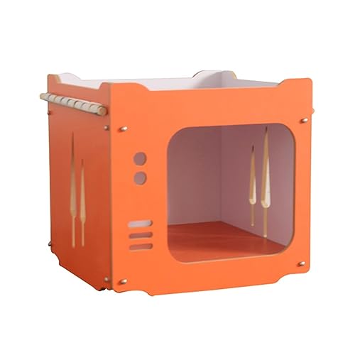 WECLMH Cat House Wood, Freien Innen Katze Eigentumswohnung, 2-stufig Hundehütte Mit Tür, Katzenhängematte, Wild Streunen Katzenheim, Winter Wasserdicht Schutz Haustier-Kabine (Color : Orange, Size : von WECLMH