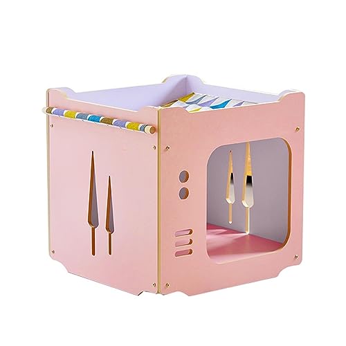 WECLMH Cat House Wood, Freien Innen Katze Eigentumswohnung, 2-stufig Hundehütte Mit Tür, Katzenhängematte, Wild Streunen Katzenheim, Winter Wasserdicht Schutz Haustier-Kabine (Color : Pink, Size : 3 von WECLMH