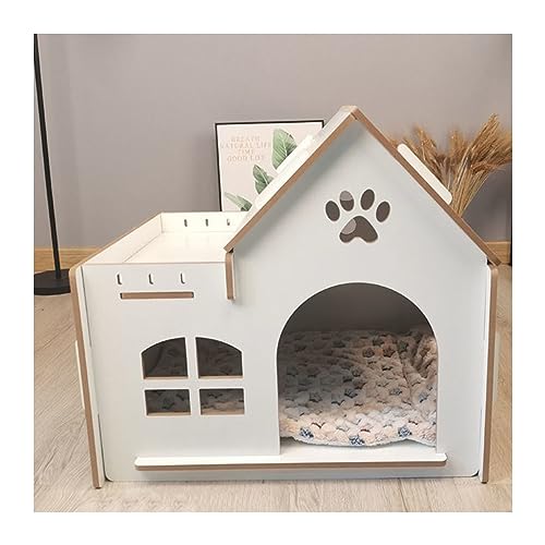 WECLMH Cat House Wood, Gemütlich Katze Eigentumswohnung Sich Ausruhen Ort, Innen Kätzchen Aktivität Möbel Spielen Haus, Wild Streunen Katzenheim, Schutz Im Freien Katzengehege (Color : White, Size : von WECLMH