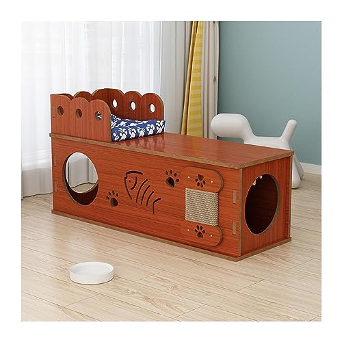 WECLMH Cat House Wood, Groß Wetterfest Katzenhäuser Für Freien/Indoor Katze Tierheim Für Wilde Katzen, Luxus Katze Eigentumswohnung Mit Hanf Seil Kratzbrett (Color : Pink, Size : 80x28x41CM) von WECLMH