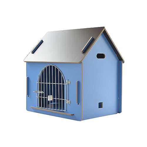 WECLMH Cat House Wood, Hundehütte, Katze Eigentumswohnung, Gemütlich Haustier Habitat Robust Und Süß Für Spielen Und Ausblenden, Innen Kat Gehäuse Möbel, Belüftung Haustier Kabine (Color : Blue, Siz von WECLMH