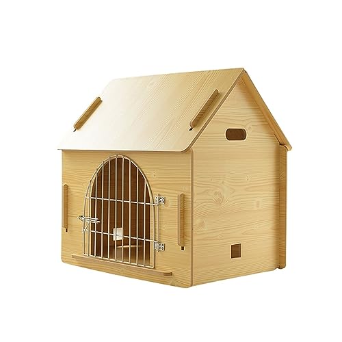 WECLMH Cat House Wood, Hundehütte, Katze Eigentumswohnung, Gemütlich Haustier Habitat Robust Und Süß Für Spielen Und Ausblenden, Innen Kat Gehäuse Möbel, Belüftung Haustier Kabine (Color : Wood Color von WECLMH