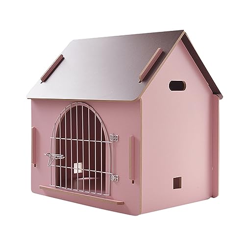 WECLMH Cat House Wood, Hundehütte Mit Eisen Tür, Gemütlich Belüftung Katze Eigentumswohnung, Im Freien Katzengehege, Katze Spielen Haus Und Rastplatz, Wild Streunen Katzenheim (Color : Pink, Size : von WECLMH