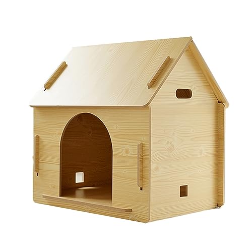 WECLMH Cat House Wood, Katze Eigentumswohnung, Draussen Innen Kätzchen Hauskäfig, Pet Spielen Haus Und Rastplatz, Gemütlich Belüftung Pet Habitat Wild Streunen Katzenunterkunft (Color : Wood Color, von WECLMH