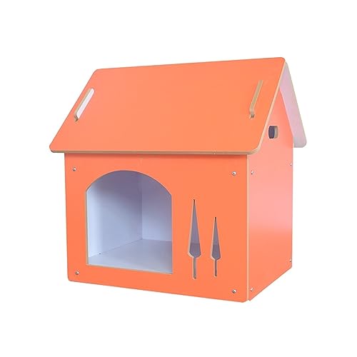 WECLMH Cat House Wood, Katze Eigentumswohnung, Gemütlich Belüftung Hundehütte, Innen Im Freien Robust Katzengehege, Pet Spielen Haus Sich Ausruhen Ort, Wild Streunen Katzenunterkunft (Color : Orange von WECLMH