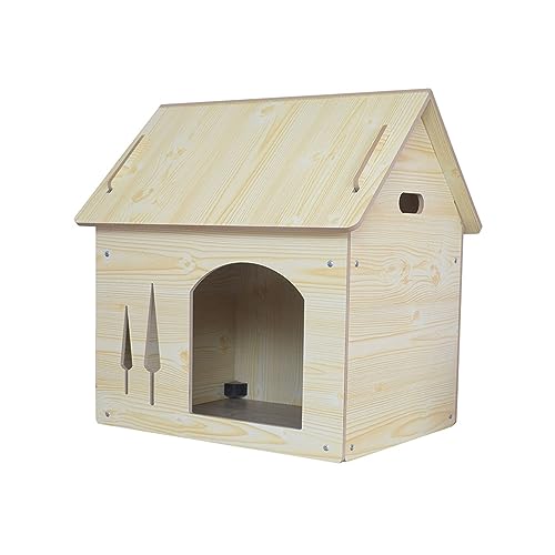 WECLMH Cat House Wood, Katze Eigentumswohnung, Gemütlich Belüftung Hundehütte, Innen Im Freien Robust Katzengehege, Pet Spielen Haus Sich Ausruhen Ort, Wild Streunen Katzenunterkunft (Color : Wood co von WECLMH