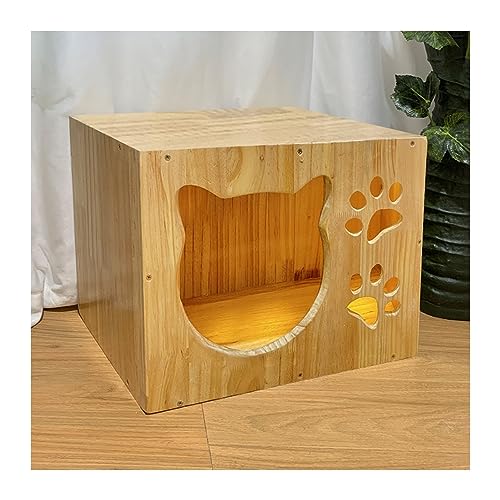 WECLMH Cat House Wood, Katze Eigentumswohnung, Hundehaus, Innen Und Freien Verwenden Streunen Wild Tierheim, Lüften Haustier-Kabine, Wetterfest Haustierzubehör (Color : Wood Color, Size : 45x30x35CM von WECLMH