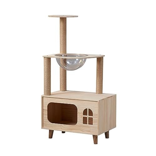 WECLMH Cat House Wood, Katze Eigentumswohnung Mit Sisal-Kratzbaum, Kätzchen Spielen Und Kletterturm, Katzenständer Katze Aktivitätszentrum, Belüftung Katze Haus Käfig von WECLMH