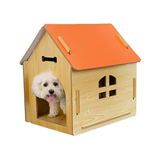 WECLMH Cat House Wood, Katze Hauskatze Eigentumswohnung, Katze Hund Haus Spielen Und Rastplatz, Katzenunterkunft Hundehütte, Innen Freien Wetterfest Haustier-Kabine (Color : Orange, Size : 40x51x52C von WECLMH