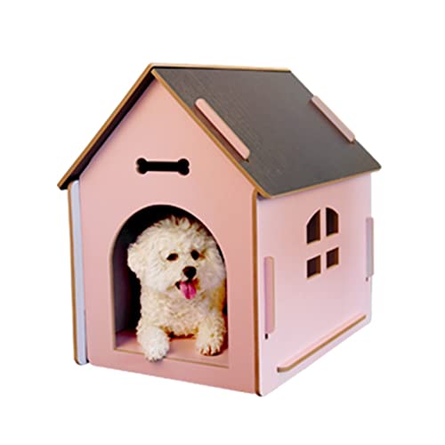 WECLMH Cat House Wood, Katze Hauskatze Eigentumswohnung, Katze Hund Haus Spielen Und Rastplatz, Katzenunterkunft Hundehütte, Innen Freien Wetterfest Haustier-Kabine (Color : Pink, Size : 44x58x57CM von WECLMH