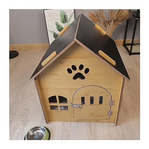 WECLMH Cat House Wood, Modern Katze Eigentumswohnung Mit Lüftungslöcher/Fenster, Wetterfest Und UV-beständig Draussen Katzengehege, Wild Streunen Katzenheim, Kätzchen Lebensraum (Color : Black, Size von WECLMH