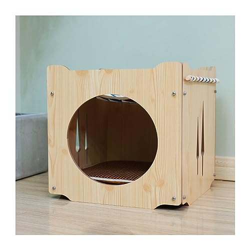 WECLMH Cat House Wood, Stapelbar Katze Eigentumswohnung, Innen Freien Haustier-Kabine Mit Kissen, Dekorativ Haustiermöbel, Belüftet Wetterfest Wilder Streuner Haustier Hund Katze Schutz (Color : Wood von WECLMH