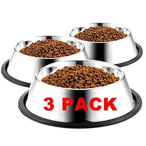 WEDAWN Hundenäpfe aus Edelstahl, 3,5 Tassen/793.8 g Katzennapf, Wasser und Futter mit Gummiboden, Haustiernäpfe für große Hunde, 3 Stück WEDAWN Hundenäpfe aus Edelstahl, 3,5 Tassen/793.8 g Katzennapf, Wasser und Futter mit Gummiboden, Haustiernäpfe für große Hunde, 3 Stück von WEDAWN