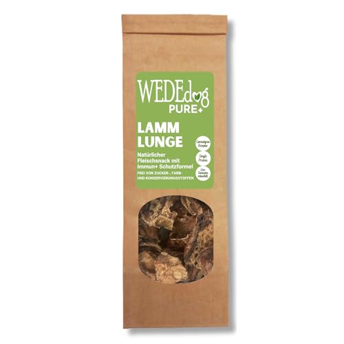 WEDEdog Lamm-Lunge getrocknet für Hunde - Immun+ Schutzformel - Premium-Qualität - 90 g von WEDEdog