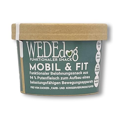 WEDEdog MOBIL & FIT Hundekausnack für Muskelaufbau und Fitness 80g – Hochwertiger, Natürlicher und Glutenfreier Snack mit Über 90% Fleischanteil, entwickelt von Tierärzten von WEDEdog