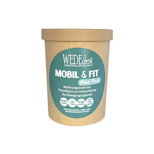 WEDEdog MOBIL & FIT Maxi Hundekausnack für Muskelaufbau und Fitness 350g – Hochwertiger, Natürlicher und Glutenfreier Snack mit Über 90% Fleischanteil, entwickelt von Tierärzten von WEDEdog