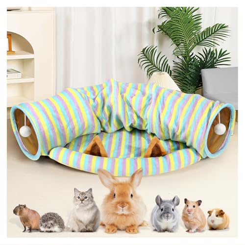 WEEKSUN Kaninchentunnel, zusammenklappbare Tunnelröhren, Kaninchenspielzeug mit herausnehmbarer Matte, Meerschweinchenhäuser und Verstecke, für Katzen, Kätzchen, Kaninchen, Meerschweinchen und Kätzche von WEEKSUN