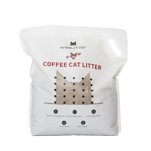 WeeLitter Kaffeekatzenstreu, natürlich, spülbar, extra klumpendes Pelletstreu, staubfrei, ultra-saugfähig, wasserabspülbar, 6,4 kg x 3 Beutel von WEELitter
