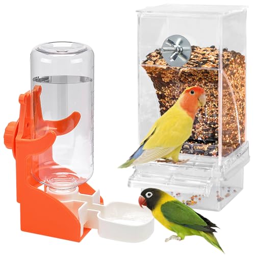 Automatischer Futterspender Vögel und Wasserspender: Transparentes AufhäNgen futterspender vögel und wasserspender für vögel, Vogelfutterspender für Wellensittiche nymphensittich Kanarienvögel von WEGREAT