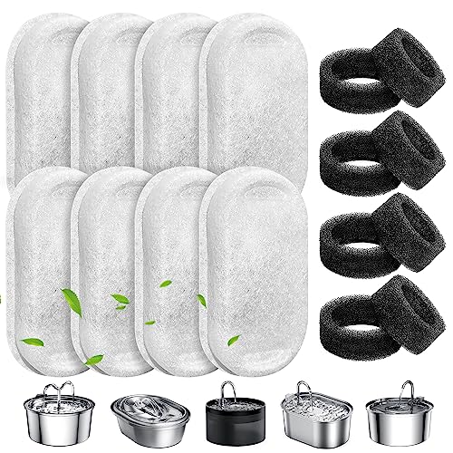 WEIKEY Katzenbrunnen Filter, 16 Stück Ersatzfilter Für Trinkbrunnen, 8 Stück Kohlefilter Und 8 Stück Schaumfilter, Wasserfilter Passend für 2L/3.2L/4L Edelstahl Trinkbrunnen Für Katzen Und Hunde WEIKEY Katzenbrunnen Filter, 16 Stück Ersatzfilter Für Trinkbrunnen, 8 Stück Kohlefilter Und 8 Stück Schaumfilter, Wasserfilter Passend für 2L/3.2L/4L Edelstahl Trinkbrunnen Für Katzen Und Hunde von WEIKEY