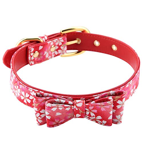 WEILafudong Hundehalsband, verstellbar, bedruckt, schmal, weich, geeignet für kleine Hunde, Rot von WEILafudong