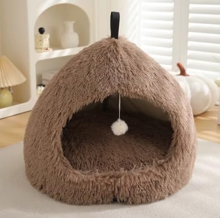 Flauschiges Hundebett in Muschelform – Kuscheliges Tierbett für Kleine und Mittelgroße Hunde & Katzen, Waschbares Hundesofa/Katzensofa, Weicher Plüschkorb. (Khaki, M) von WEISSER FANG PURE INSTINCT, ETERNAL PROTECTION