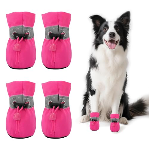 4 PCS Hundeschuhe Sommer, Hundeschuhe Pfotenschutz, Pfotenschutz für Hunde, Ausgestattet mit Reflektierendem Band, Geeignet für Den Lnnen- und Außenbereich, Atmungsaktiv und Verschleißfest/Rosa 2 4 PCS Hundeschuhe Sommer, Hundeschuhe Pfotenschutz, Pfotenschutz für Hunde, Ausgestattet mit Reflektierendem Band, Geeignet für Den Lnnen- und Außenbereich, Atmungsaktiv und Verschleißfest/Rosa 2 von WEITAPYT
