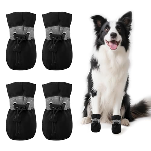 4 PCS Hundeschuhe Sommer, Hundeschuhe Pfotenschutz, Pfotenschutz für Hunde, Ausgestattet mit Reflektierendem Band, Geeignet für Den Lnnen- und Außenbereich, Atmungsaktiv und Verschleißfest/Schwarz 7 4 PCS Hundeschuhe Sommer, Hundeschuhe Pfotenschutz, Pfotenschutz für Hunde, Ausgestattet mit Reflektierendem Band, Geeignet für Den Lnnen- und Außenbereich, Atmungsaktiv und Verschleißfest/Schwarz 7 von WEITAPYT