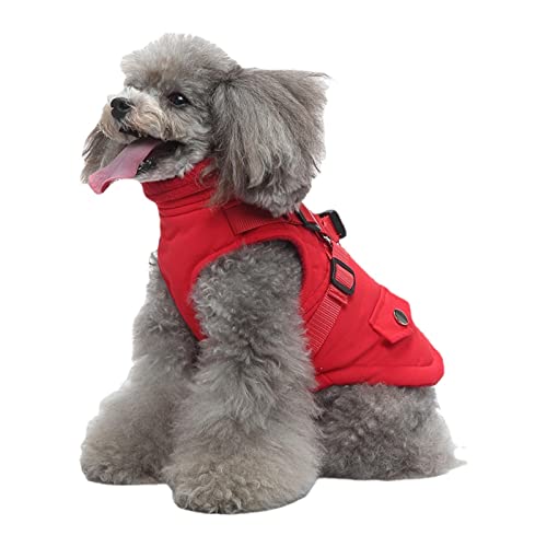 WEITING Hundemantel mit Geschirr – Gemütlich, wasserdicht, winddicht, wendbar, Winter-Hundejacke, Reißverschluss, Hundejacke, Welpenmantel, kleine Hundekleidung, Hundemantel mit Geschirr für kleine, von WEITING