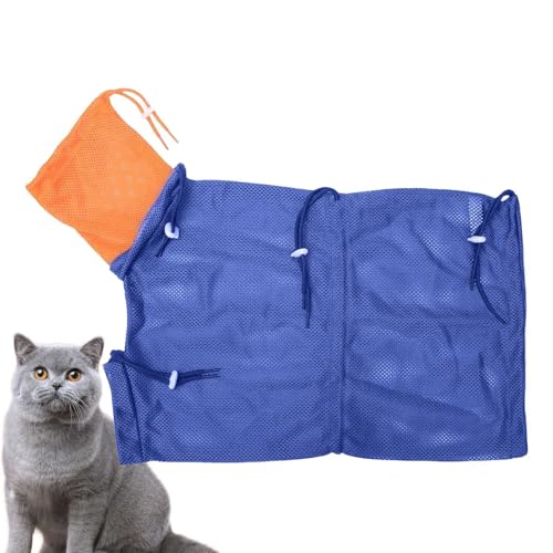 WEITING Katzenduschtasche - Verstellbare Katzen-Badetasche aus Netzgewebe - Atmungsaktive, bissfeste Tasche zum Trimmen, Schneiden, Reinigen, Haare, Ohren, Krallenpflege von WEITING