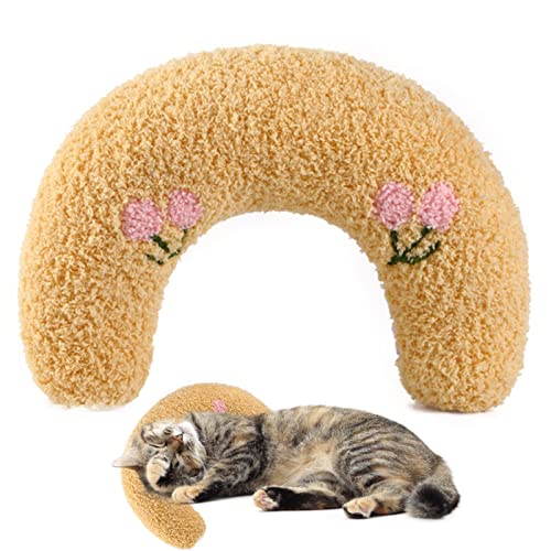 WEITING Kissen für Katzen - Fashion Neck Protector Deep Sleep Puppy U-förmiges Kissen,Half Donut Katzen- und Hundebett für Katzen oder kleine Hunde Half Donut Cuddler für Katzenkopf zum Auflegen von WEITING