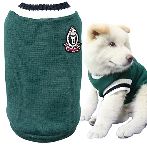 WEITING Pullover für Hunde - weiche gestrickte Pullover mit V-Ausschnitt, Pullovermäntel für Hunde im College-Stil, leicht und dick, warme Kleidung für Haustiere von WEITING