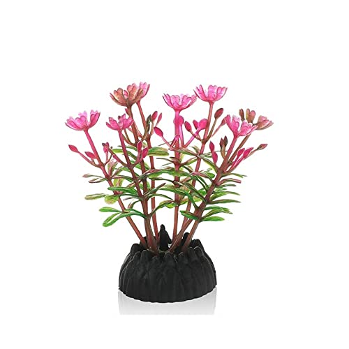 Künstliche Plastikpflanzen Dekoration, Aquarium Künstliche Kunststoff Pflanzen Pack Von 8 Mit Keramik Basis Fisch Tank Dekoration Multicolor(Set E) von WEITINGKKK
