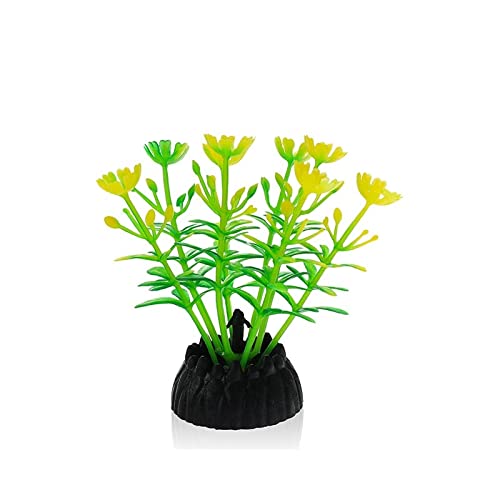 Künstliche Plastikpflanzen Dekoration, Aquarium Künstliche Kunststoff Pflanzen Pack Von 8 Mit Keramik Basis Fisch Tank Dekoration Multicolor(Set F) von WEITINGKKK