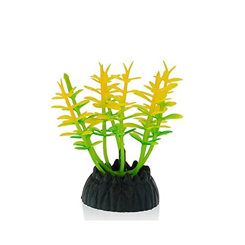 Künstliche Plastikpflanzen Dekoration, Aquarium Künstliche Kunststoff Pflanzen Pack Von 8 Mit Keramik Basis Fisch Tank Dekoration Multicolor(Set O) von WEITINGKKK