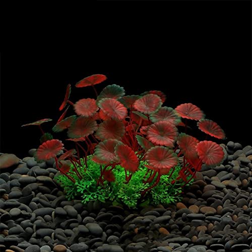 Künstliche Plastikpflanzen Dekoration, Aquarium Künstliche Pflanzen Aquarium Dekor Simulation Wasserpflanzen Multicolor 4er Pack(A Black Red) von WEITINGKKK