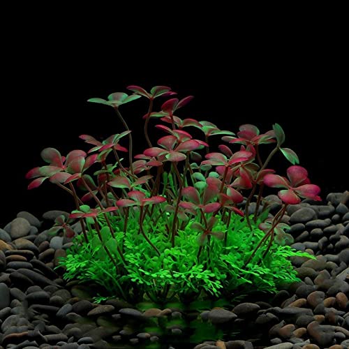 Künstliche Plastikpflanzen Dekoration, Aquarium Künstliche Pflanzen Aquarium Dekor Simulation Wasserpflanzen Multicolor 4er Pack(C Red) von WEITINGKKK