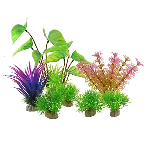 Künstliche Plastikpflanzen Dekoration, Aquarium Künstliche Pflanzen Aquarium Landschaftsbau Kunststoff Wasser Keramik Basis Multicolor(Set 1) von WEITINGKKK