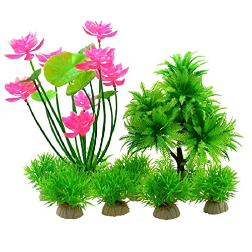 Künstliche Plastikpflanzen Dekoration, Aquarium Künstliche Pflanzen Aquarium Landschaftsbau Kunststoff Wasser Keramik Basis Multicolor(Set 10) von WEITINGKKK