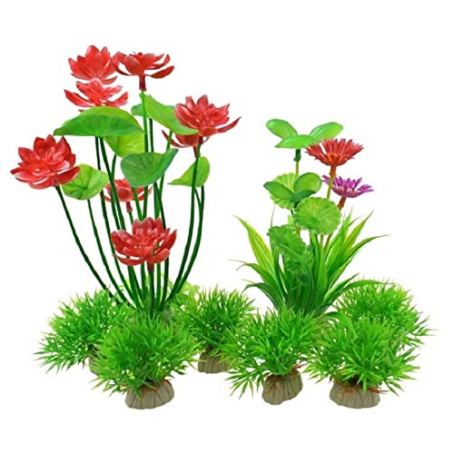Künstliche Plastikpflanzen Dekoration, Aquarium Künstliche Pflanzen Aquarium Landschaftsbau Kunststoff Wasser Keramik Basis Multicolor(Set 11) von WEITINGKKK